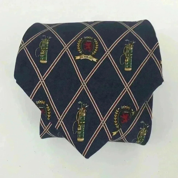 VINTAGE TOMMY HILFIGER GOLF SILK TIE NAVY BLUE 58” X 4” PREPPY CLASSIC - Picture 8 of 10